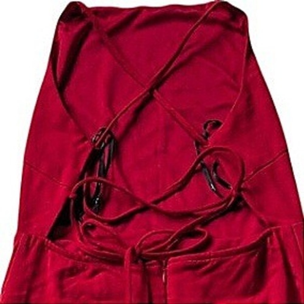Lulus Red High Neck Lace Up Open Back Midi Dress Womens Size Medium Side Slit - Picture 4 of 6